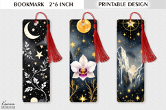 Golden Celestial Printable Bookmark |Orchid Bookmark Product Image 1
