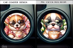 Puppy Wearing Sunglasses |Cartoon Animal Car Coaster Product Image 1