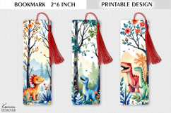 Funny Dinosaur in the Forest | Summer Printable Bookmark Product Image 1