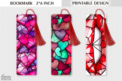 Glitter Stained Glass |Valentines Day Printable Bookmarks Product Image 1