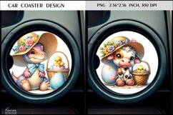 Easter Dinosaur and Cow|Cute Animal Car Coaster Design Product Image 1