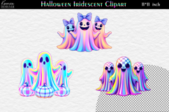 Neon Halloween Clipart|Cute Funny Character|Iridescent Ghost Product Image 1