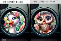 Singing Lady Goose and Owl|Peony Flowers |Car Coaster Design Product Image 1