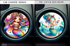 Cartoon Watercolor Mermaid| Summer Car Coaster Design Product Image 1