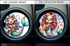 Cartoon Watercolor Mermaid| Summer Car Coaster Design Product Image 1