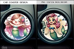Cartoon Watercolor Mermaid| Summer Car Coaster Design Product Image 1