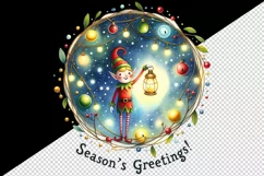 Contemporary Christmas elf lantern lights Season s Greetings quote print 20 oz tumbler skinny mug wrap clipart t-shirt sublimation printable design