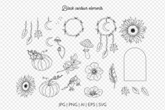 Vintage Fall Boho Illustration Clipart & Patterns Bundle SVG Product Image 4