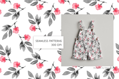 Watercolor Contrasting Floral Seamless Pattern Set Product Image 2