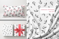 Watercolor Contrasting Floral Seamless Pattern Set Product Image 3