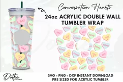 Conversation Hearts Starbucks 24oz Acrylic Tumbler Cup Wrap Product Image 1