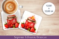 Strawberry jam in the kitchen Square slides Sublimation. Product Image 1