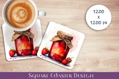 Strawberry jam in the kitchen Square slides Sublimation. Product Image 1