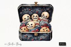Watercolor Goth Cookies Clipart | Watercolor Christmas PNG Product Image 1