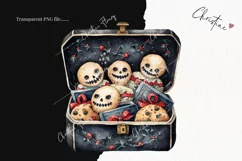 Watercolor Goth Cookies Clipart | Watercolor Christmas PNG Product Image 2