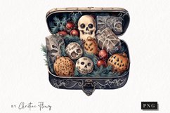 Watercolor Goth Treats Clipart | Watercolor Christmas PNG Product Image 1