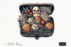 Watercolor Goth Treats Clipart | Watercolor Christmas PNG Product Image 1