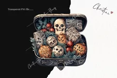 Watercolor Goth Treats Clipart | Watercolor Christmas PNG Product Image 2