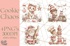 Holiday Baking Clipart PNG, Cute Cookie Characters Product Image 1
