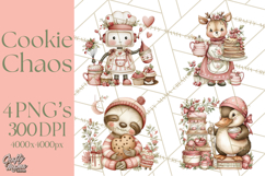 Holiday Baking Clipart PNG, Cute Cookie Characters Product Image 1