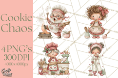 Holiday Baking Clipart PNG, Cute Cookie Characters Product Image 1