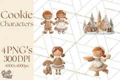 Gingerbread People Clipart PNG, Cute Cartoon Holiday Product Image 1