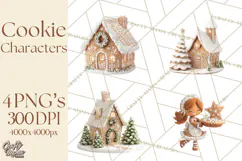 Gingerbread People Clipart PNG, Cute Cartoon Holiday Product Image 1