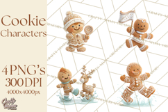 Gingerbread People Clipart PNG, Cute Cartoon Holiday Product Image 1