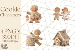 Gingerbread People Clipart PNG, Cute Cartoon Holiday Product Image 1