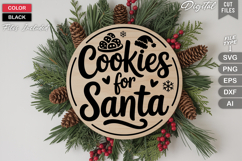 Cookies For Santa SVG | Christmas Round Sign SVG | Xmas SVG Product Image 3