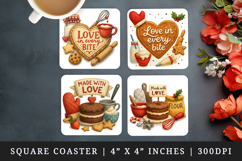 Cooking and Baking square coaster sublimation design Product Image 1