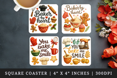 Cooking and Baking square coaster sublimation design Product Image 1