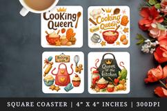 Cooking and Baking square coaster sublimation design Product Image 1