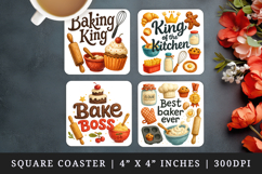 Cooking and Baking square coaster sublimation design Product Image 1