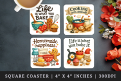 Cooking and Baking square coaster sublimation design Product Image 1