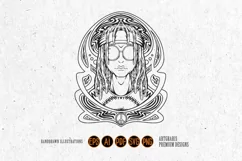 Cool alien dreadlocks hippie culture art nouveau frame Product Image 4