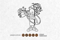 Cool angry fire extinguisher cloud effect logo monochrome Product Image 1