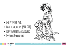 Urban dinosaur character PNG with transparent background