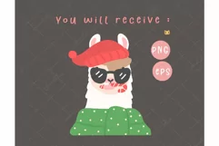 Kawaii Christmas Llama Clipart | Cute Festive Digital Art Product Image 2