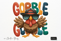 Cute Kids Gobble Turkey PNG Product Image 3
