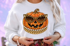 Cool Pumpkin Rhinestone PNG Design Product Image 2