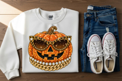 Cool Pumpkin Rhinestone PNG Design Product Image 3