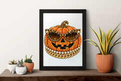 Cool Pumpkin Rhinestone PNG Design Product Image 7