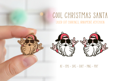 Cool Santa Wearing Glasses Earrings Laser Cut SVG Template Product Image 1