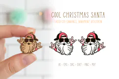 Cool Santa Wearing Glasses Earrings Laser Cut SVG Template Product Image 1