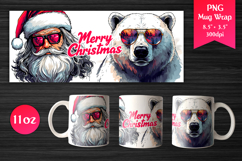 Cool Santa and Polar Bear 11 oz Mug Wrap. Perfect for Christmas gifts, Mug sublimation, Holiday craft projects, Print-on-demand products