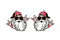 Cool Santa Wearing Glasses Earrings Laser Cut SVG Template Product Image 2