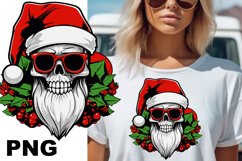 Cool Santa skull red hat sunglasses Christmas clipart Sticker Sublimation