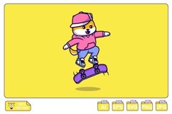 Cool Shiba Inu Playing Skateboard Cartoon Product Image 1