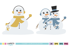 Snowman family Christmas graphics for festive handmade card designs